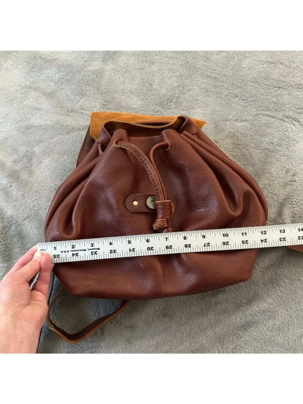Portland Leather Company Bucket Bag Backpack Brown Cinch